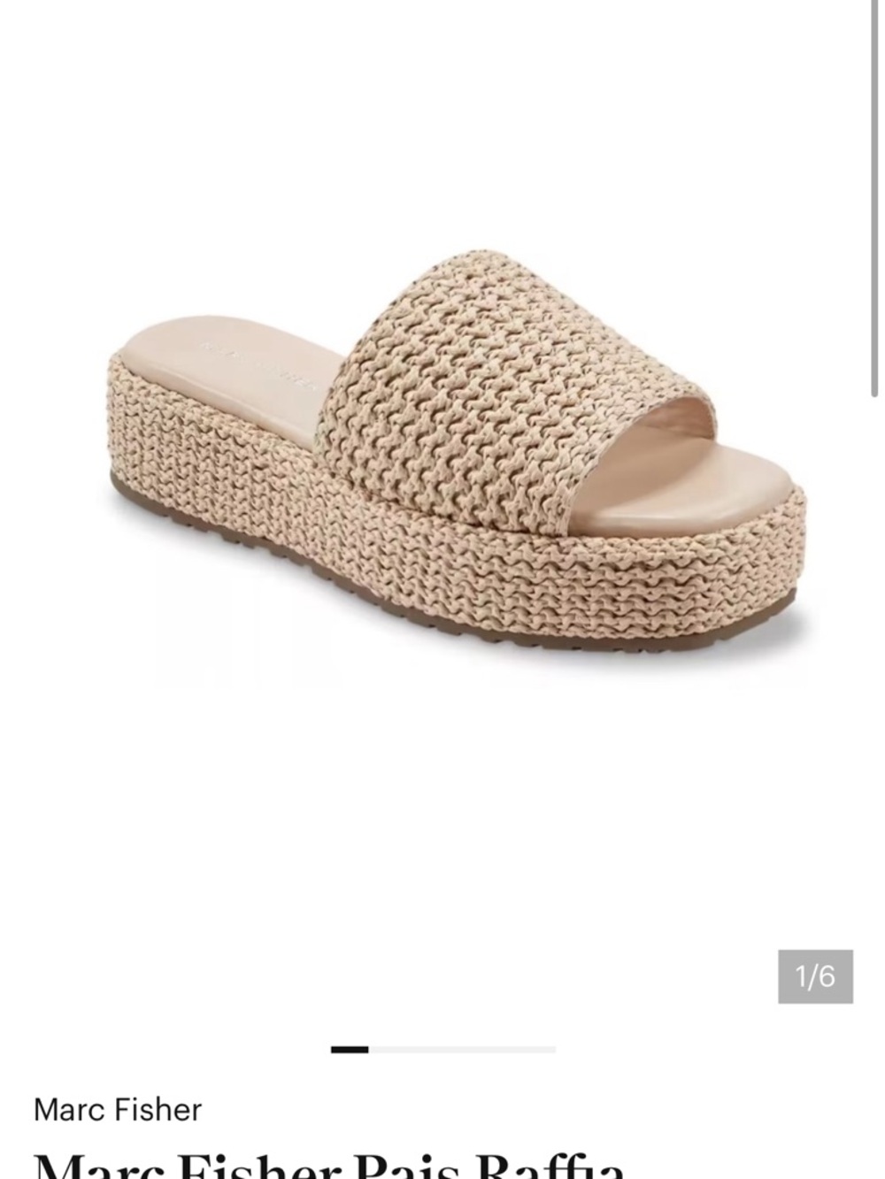 Marc Fisher Natural Raffia Platform Slide Sandals
